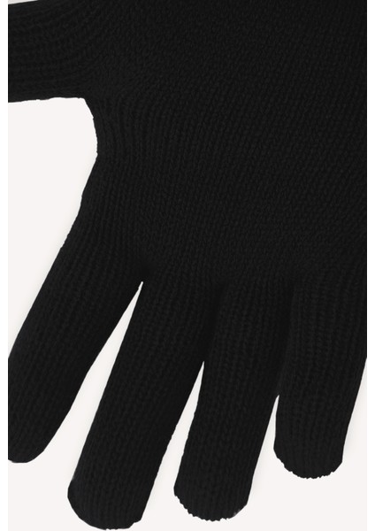 Erkek Çift Katlı Örgü Eldiven Standart Siyah indirimleri