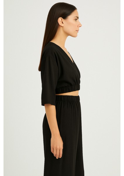 Müslim Crop Bluz Pantolon Takım