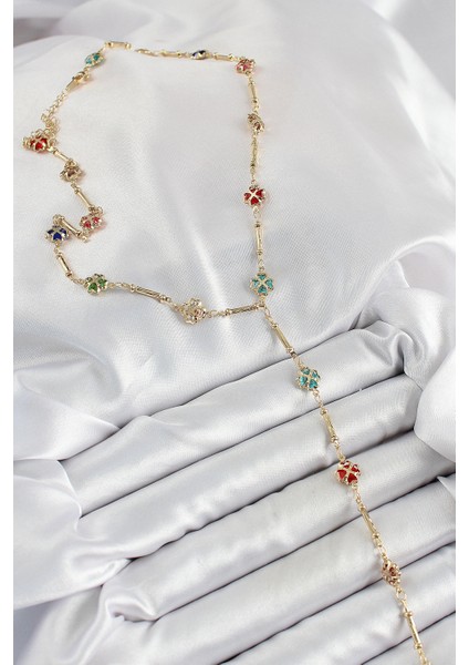 Pirinç Asorti Kalpli Yonca Model Gold Renk Zirkon Taşlı Y Kolye - TJ-BKO10255 fiyatları