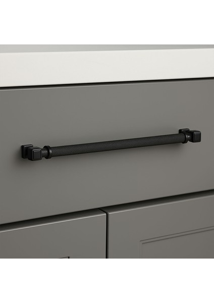 Talas Tırtıklı Siyah Renk Metal Kulp 320 mm Kapak Kulpu Modern Mobilya Çekmece Dolap Kulpları fiyatları