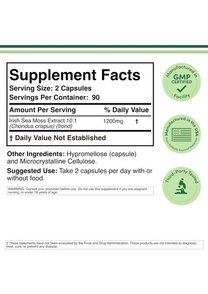 Irish Sea Moss High In Minerals 180 Caps modelleri
