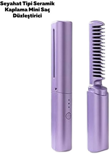 Mini Kablosuz Seramik Saç Düzleştirici Tarak Mor indirimleri