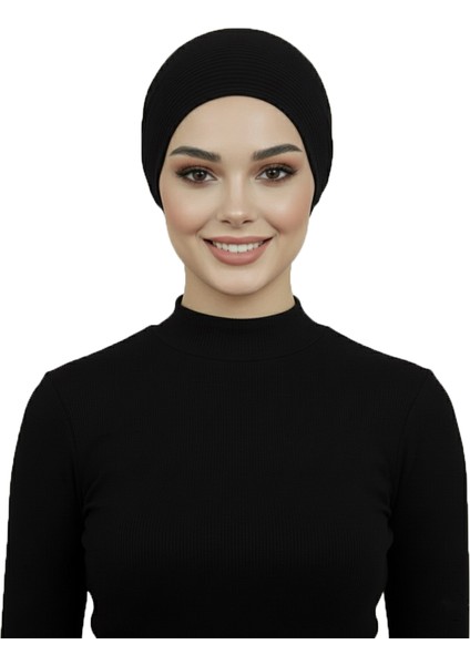 Lüks Plise Siyah Arkası Şifon Çiçek Detaylı Hazır Türban Tesettür Bone modelleri