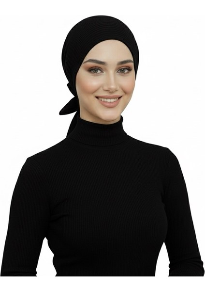 Lüks Plise Siyah Arkası Şifon Çiçek Detaylı Hazır Türban Tesettür Bone indirimleri