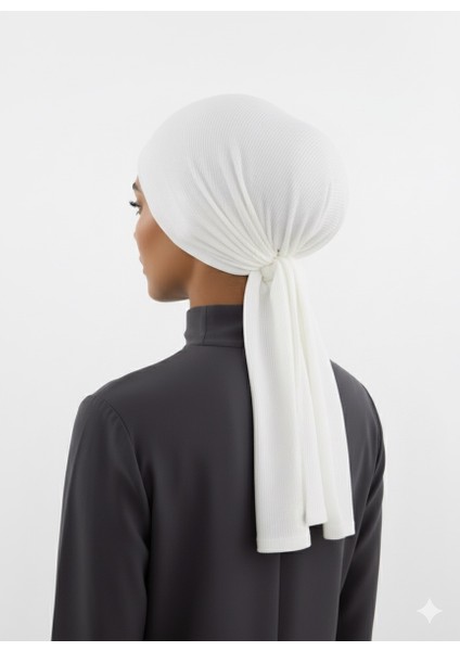 Plise Bağlama Ekru Hazır Türban Tesettür Bone modelleri