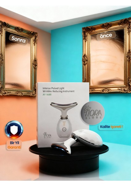 Flora Globe Ems Mikro Akım Masaj Cihazı 7 Renk LED Işıklı Isıtmalı Boyun Ve yüz bakım aleti