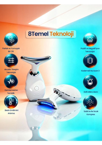 Flora Globe Ems Mikro Akım Masaj Cihazı 7 Renk LED Işıklı Isıtmalı Boyun Ve yüz bakım aleti modelleri