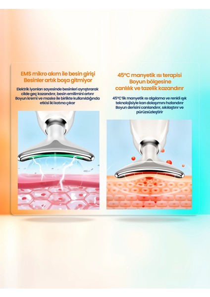 Flora Globe Ems Mikro Akım Masaj Cihazı 7 Renk LED Işıklı Isıtmalı Boyun Ve yüz bakım aleti