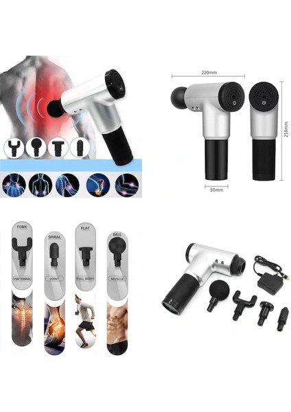 Sporcu Masaj Aleti 4 Başlıklı Şarjlı Titreşimli Yoğurmalı (K95) modelleri