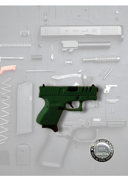 Glock 43 Mini Anahtarlık – 1:3 Ölçekli %90 Işlevsel Mekanizma,eklenti Eklenir, Siyah