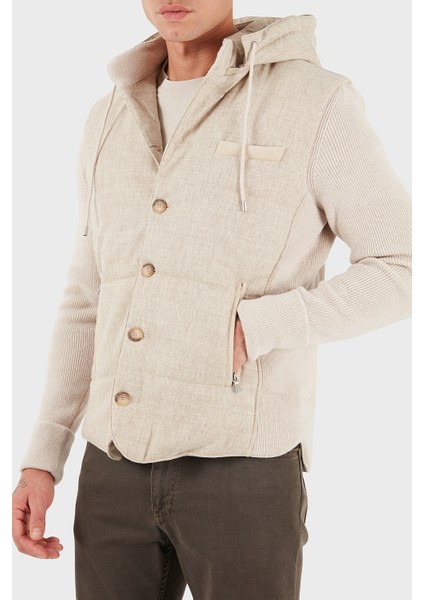 Yünlü Regular Fit Çıkarılabilir Kapüşonlu Düğmeli Mont Erkek Mont 23191 51303 010 fırsatları