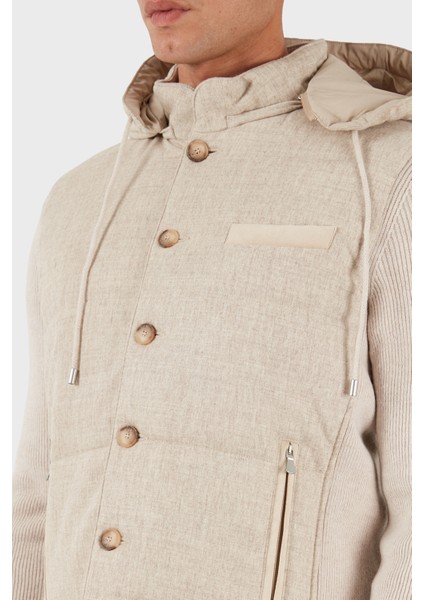 Yünlü Regular Fit Çıkarılabilir Kapüşonlu Düğmeli Mont Erkek Mont 23191 51303 010