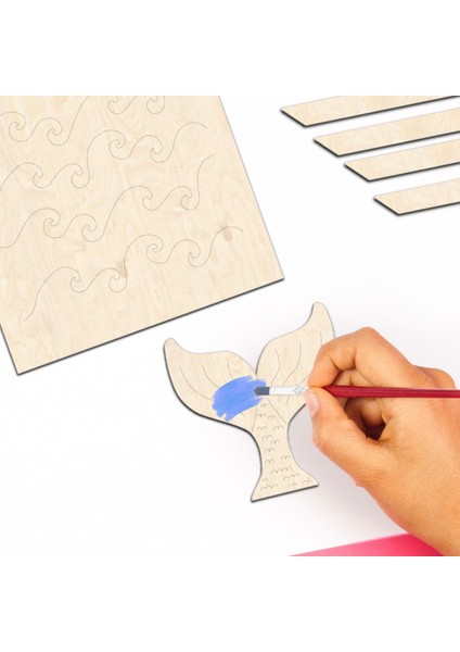 Deniz Kızı Ahşap Boyama Figürleri ve Etkinlik Seti Eğitici Çocuk Aktivite Okul Öncesi Boyasız fırsatları