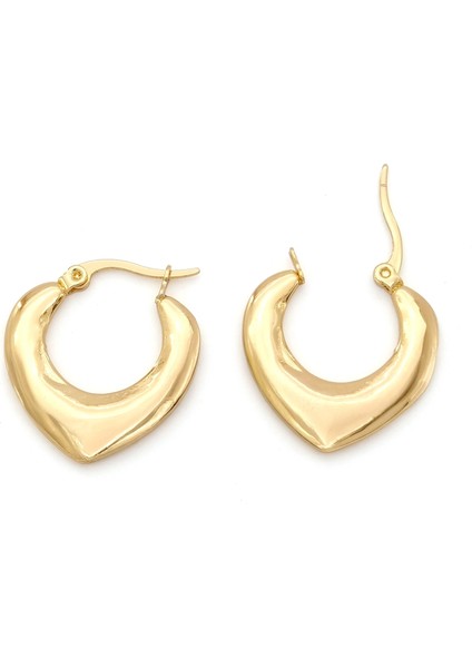 Çelik Küpe Altın Kaplama Kadın Kalpli Model UNK-820