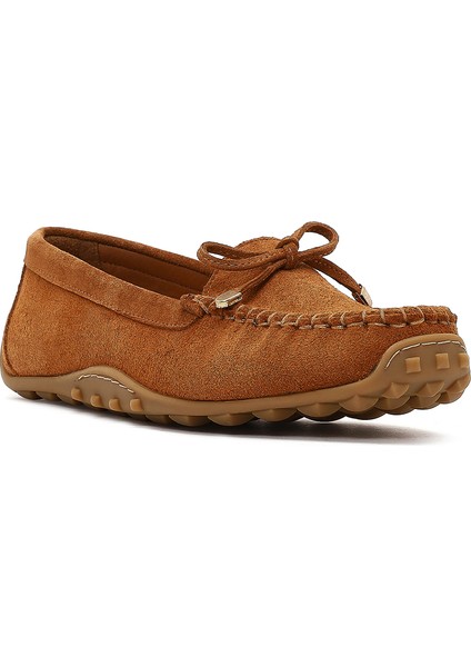 Kadın Taba Püsküllü Süet Deri Loafer 25WFD350210