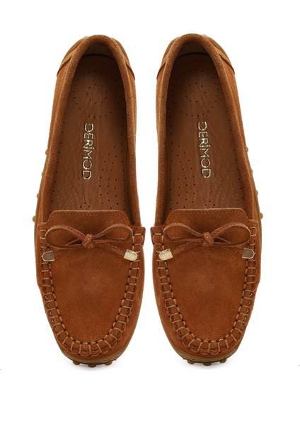Kadın Taba Püsküllü Süet Deri Loafer 25WFD350210