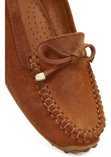 Kadın Taba Püsküllü Süet Deri Loafer 25WFD350210