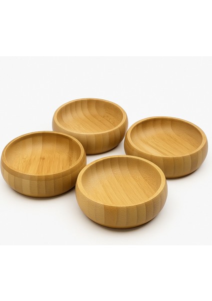 🌿 4’lü Doğal Bambu Kase Seti – Sağlıklı, Şık ve Dayanıklı Servis Kaseleri | Atıştırmalık, Sos, Çerez, Kahvaltılık Sunumlar Için