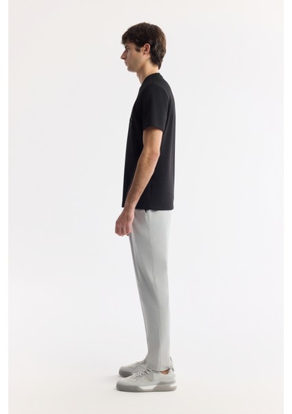 Erkek Siyah Bisiklet Yaka Baskılı Bi-Stretch İnterlok Regular Fit T-Shirt A51Y1003