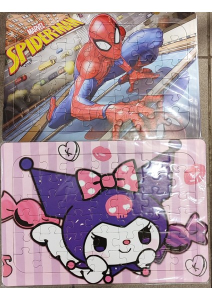 2 Adet Puzzle Yap Boz (33CM*23CM*42PARÇA) (Kuromi/örümcek Ad. Figürlü)