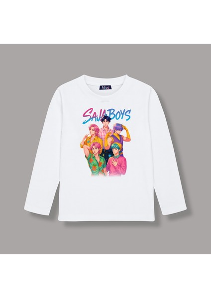 Saja Boys Kpop Demon Hunters Uzun Kollu Baskılı Çocuk Tişört (4-13 Yaş)