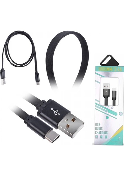 Ally USB Type-C Yumuşak Dokulu 2.4A Hızlı Şarj USB Kablo 1 METRE-(5775) - ?52?85E4-0G8652