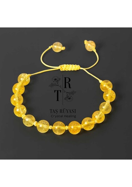 Sitrin Bolluk Bereket Örme Bileklik 8 mm