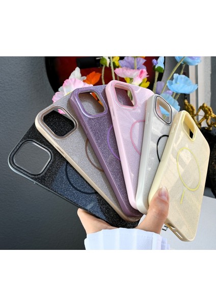 Iphone 11 Uyumlu Simli Glitter Magsafe Özellikli Darbe Önleyici Şeffaf Silikon Kılıf