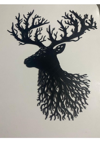 Doğa Temalı Siyah Geyik Kafası Duvar Dekoru
