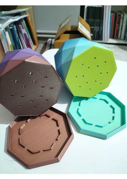 🌈 Modern Desenli Rainbow Renkli 2 Parçalı Çiçek Saksısı