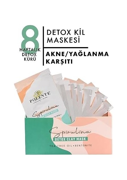 Polente Natural - Spirulina Yosunlu Detoks Kil Maskesi (8 Adet x 8 Ml)