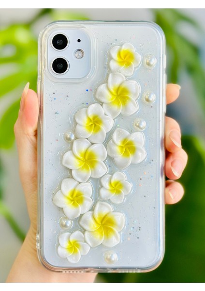 Iphone 11 Uyumlu Epoksili Oyuncak Sarı Çiçek Tasarımlı Esnek Silikon Kılıf