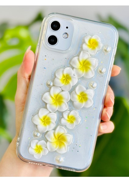 Iphone 11 Uyumlu Epoksili Oyuncak Sarı Çiçek Tasarımlı Esnek Silikon Kılıf modelleri