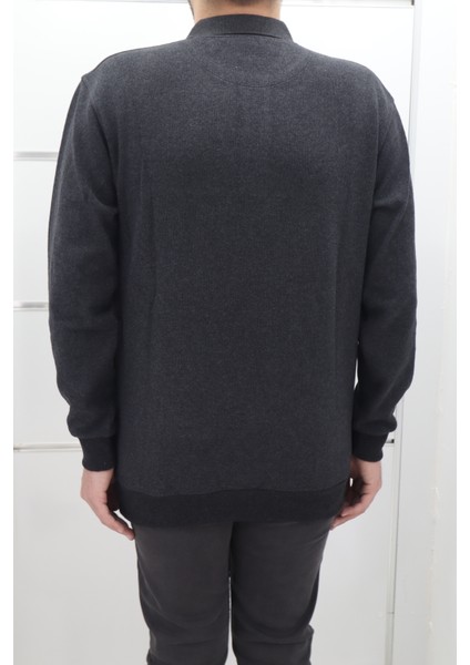 Fistan Store Erkek Düz Klasik Kesim Rahat Kalıp Polo Yaka Tek Cepli Selanik Kumaşlı Kışlık Kazak modelleri