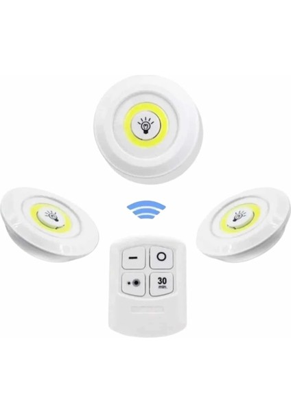 Dolap Işığı Mutfak Rafı Işığı Uzaktan Kumandalı 3 Lü Spot LED Lamba fırsatları