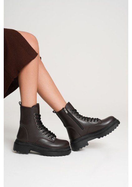 Karma Özel Tasarım Kışlık Acı Kahve Kalın Tabanlı Kadın Bot fiyatları