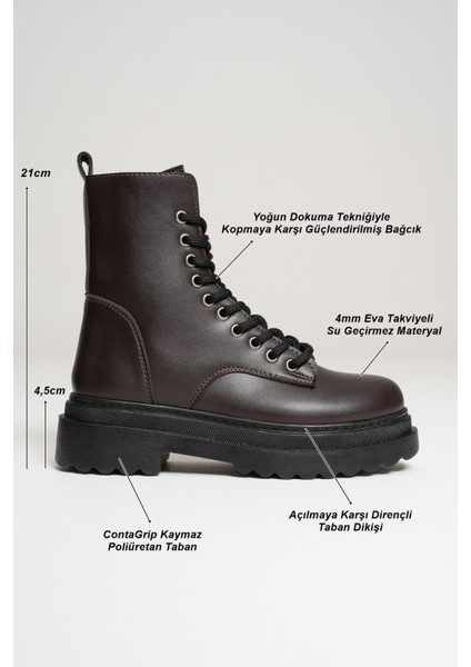 Karma Özel Tasarım Kışlık Acı Kahve Kalın Tabanlı Kadın Bot fırsatları