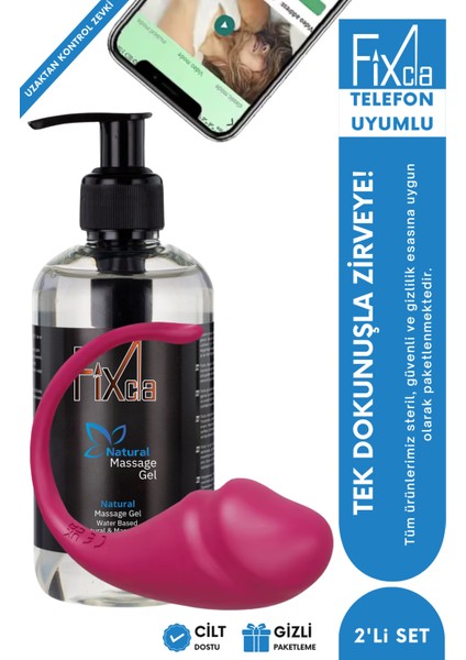 250 ml Natural Kayganlaştırıcı Jel + Telefon Uyumlu 9 Modlu Giyilebilir Vibratör – Çiftlere Özel