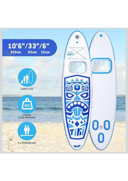 Tiki Panorama Şişme Sup Board/stand Up Paddle Board 320X85X15 cm Beyaz Mavi fiyatları