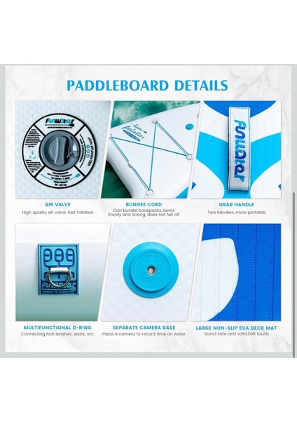 Tiki Panorama Şişme Sup Board/stand Up Paddle Board 320X85X15 cm Beyaz Mavi