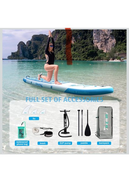 Tiki Panorama Şişme Sup Board/stand Up Paddle Board 320X85X15 cm Beyaz Mavi