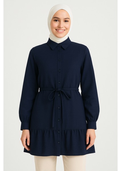 Etek Fırfır Detay Tunik-Lacivert fiyatları