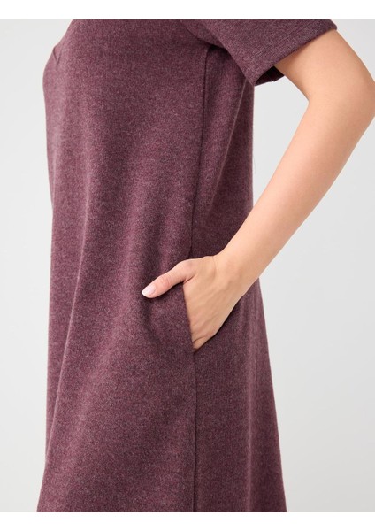 Gül Kurusu Yumuşak Dokulu Omzu Düğme Detaylı Örme Mini Elbise fırsatları