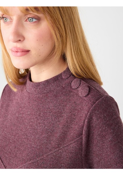 Gül Kurusu Yumuşak Dokulu Omzu Düğme Detaylı Örme Mini Elbise indirimleri