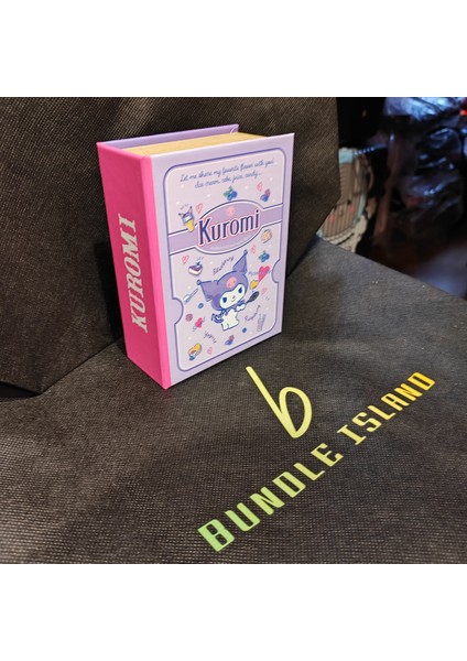 Kuromi Hello Kitty Figürlü Küçük Boy Kitap Şeklinde Çok Amaçlı Kapaklı Kutu Lila