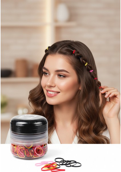 Silikon Saç Tokası Saç Lastiği Mini Elastik Toka 1000 Adet 2 Renk 722297