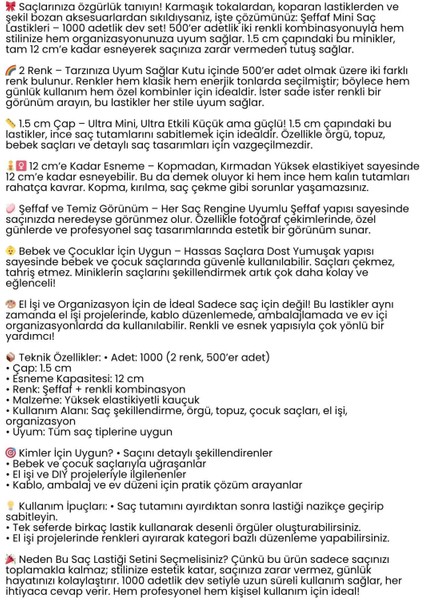 Silikon Saç Tokası Saç Lastiği Mini Elastik Toka 1000 Adet 2 Renk 722297 fırsatları