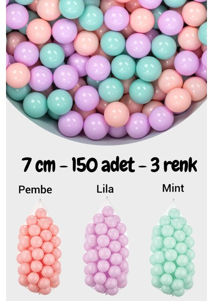 7 cm Top Havuzu Topu 150 Adet Mint, Pembe, Lila