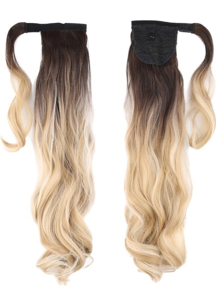 Bağlamalı Dalgalı At Kuyruğu - Kahve / Bal Köpüğü Ombre ve Platin Işıltılı fiyatları