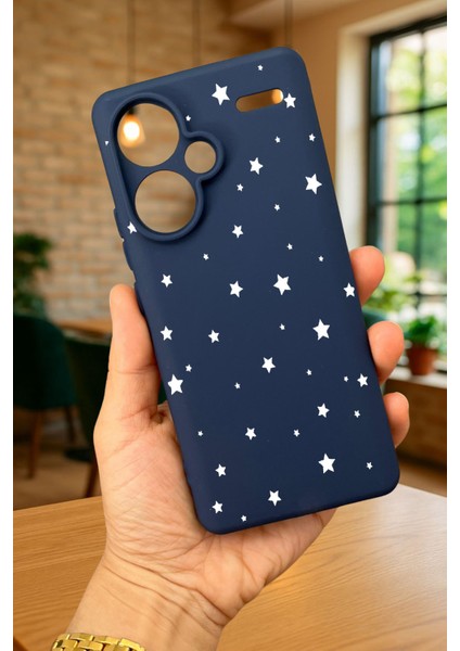 Redmi Note 13 Pro Plus - Minimal Yıldız Desenli Silikon Darbe Emici Klasik Korumalı Rubber Kılıf